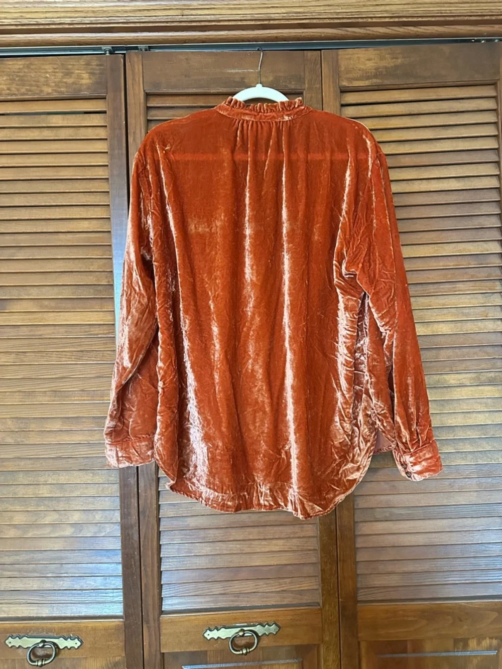 Anthropologie velvet Kristianne burnt orange button top size medium - Picture 9 of 11